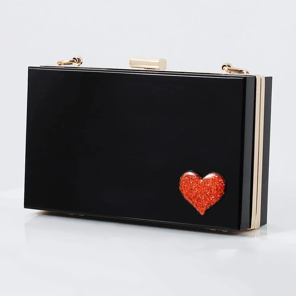 RAN Banquet Evening Bag Women's Clutch Acrylic Purse for Women Metal Chain Shoulder Party Day Clutch, Flap Design