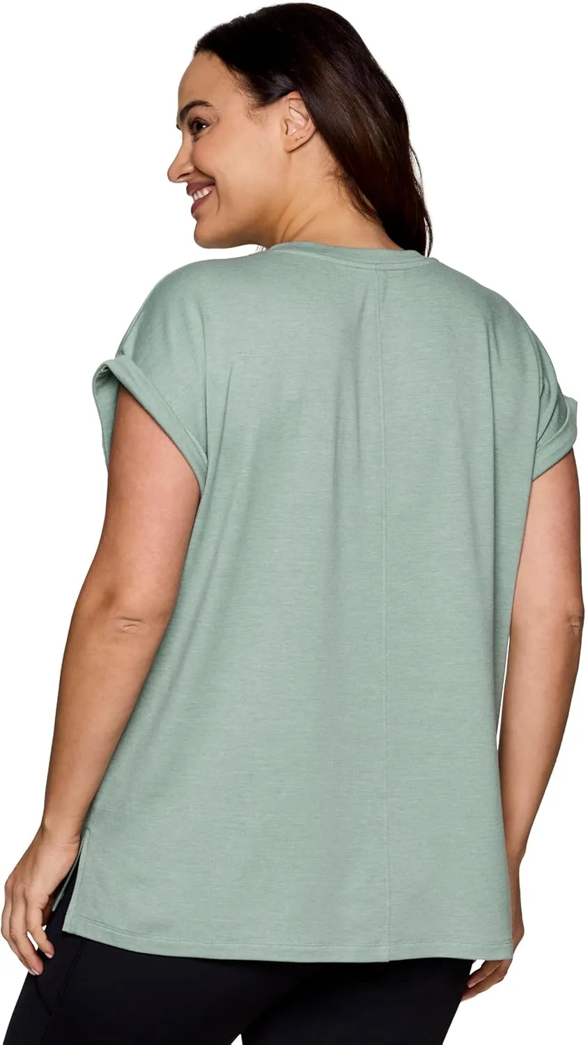 RBX Active Women's Fashion Plus Size Relaxed Fit Breathable Running Workout Short Sleeve Yoga T-Shirt Top