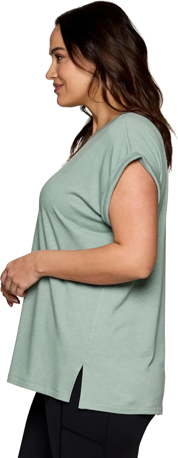 RBX Active Women's Fashion Plus Size Relaxed Fit Breathable Running Workout Short Sleeve Yoga T-Shirt Top
