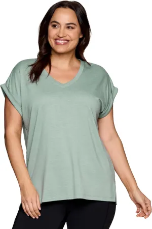 RBX Active Women's Fashion Plus Size Relaxed Fit Breathable Running Workout Short Sleeve Yoga T-Shirt Top