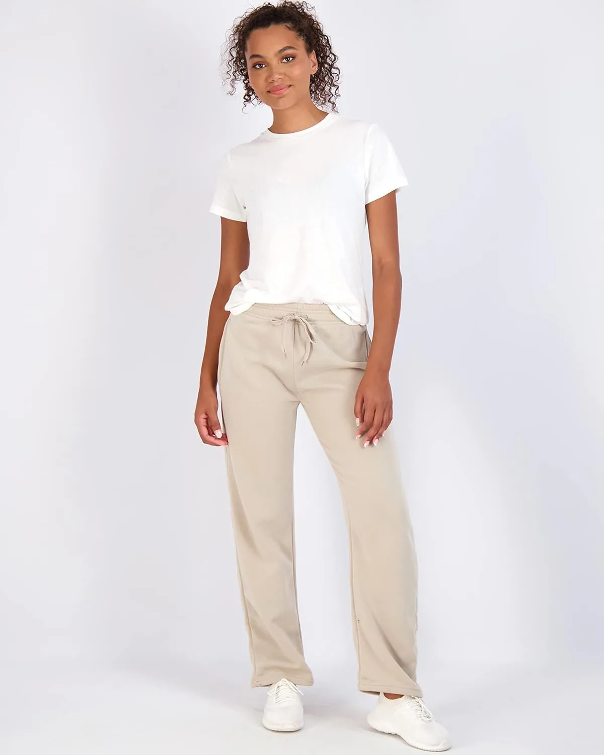 Real Essentials 3 Pack: Women's Relaxed Fit Fleece Open Bottom Sweatpants - Casual Athleisure (Available in Plus)
