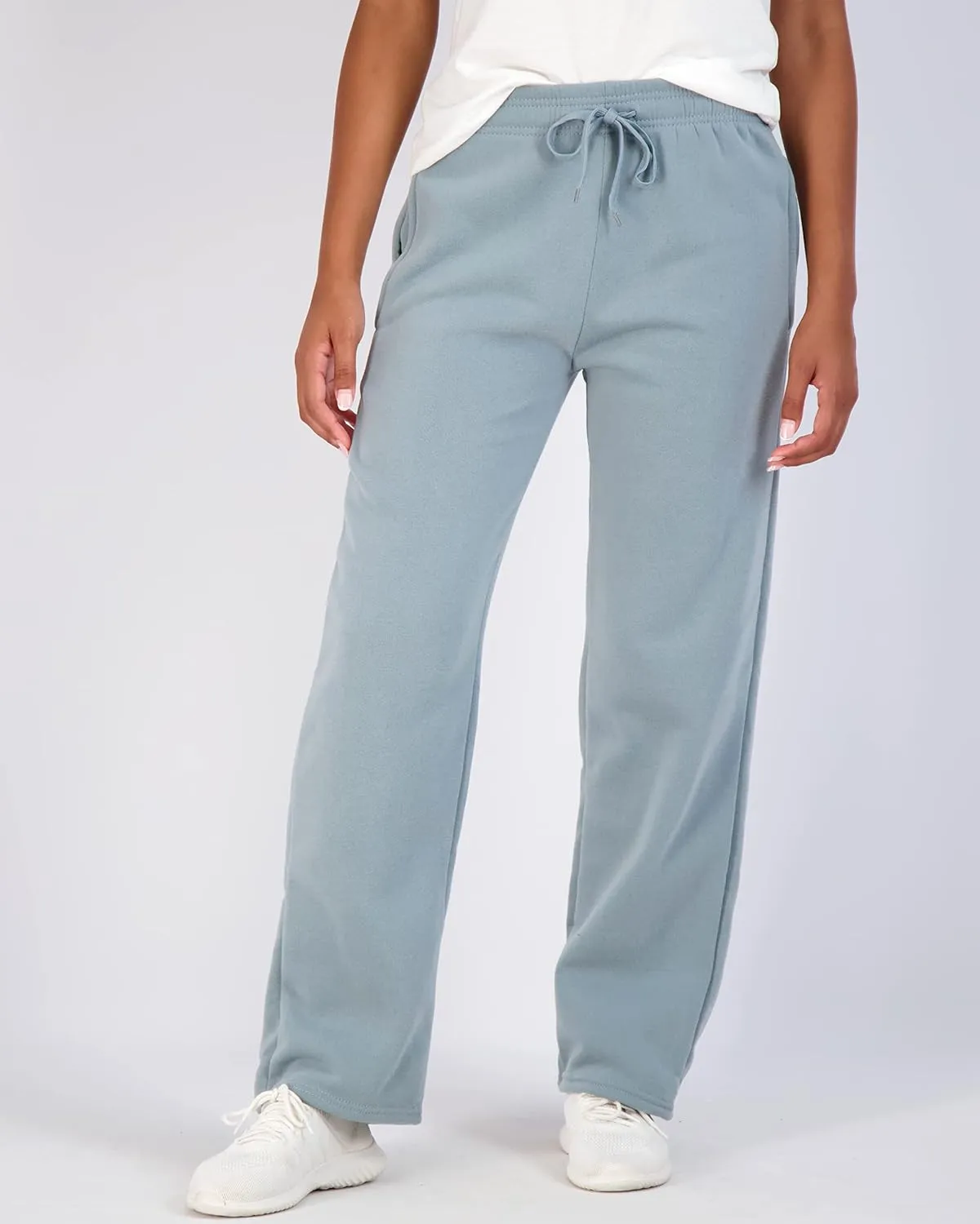 Real Essentials 3 Pack: Women's Relaxed Fit Fleece Open Bottom Sweatpants - Casual Athleisure (Available in Plus)