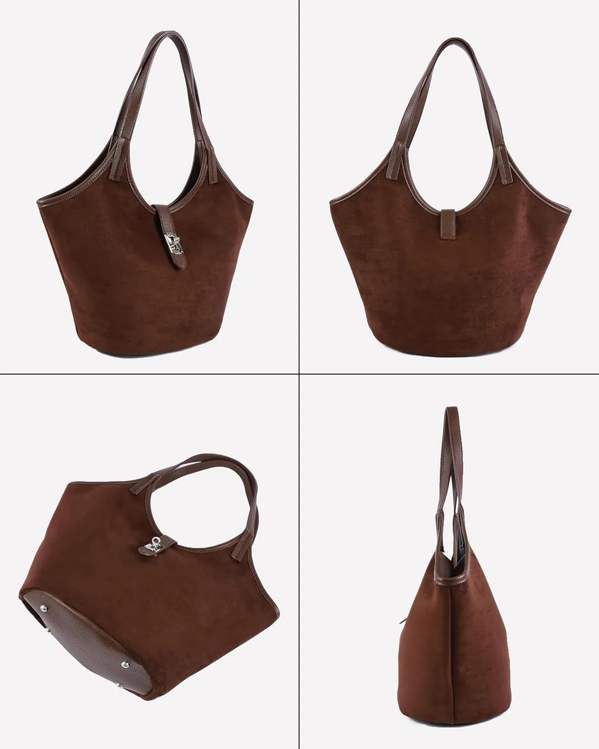 Rejolly Suede Bucket Tote Bags for Women Shoulder Bag Trendy Fall Purse Slouchy Handbag