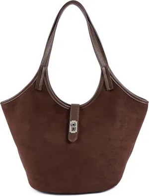 Rejolly Suede Bucket Tote Bags for Women Shoulder Bag Trendy Fall Purse Slouchy Handbag