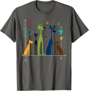 Retro Mid-Century Modern Dogs 50s 60s Style T-Shirt