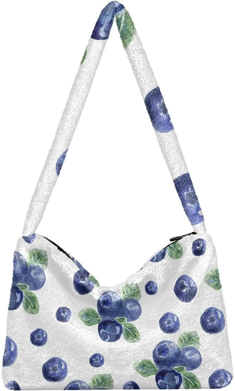 Rubber Duck Shoulder Tote Bags for Women Furry Crossbody bag with Zipper Hobo Handbag Purses for Traveling Working Shopping