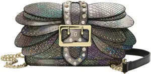 Rungion Womens Small Crossbody Bags Snake Print Handbags Vegan Leather Shoulder Purse Trendy Ladies Party Clutch Satchel