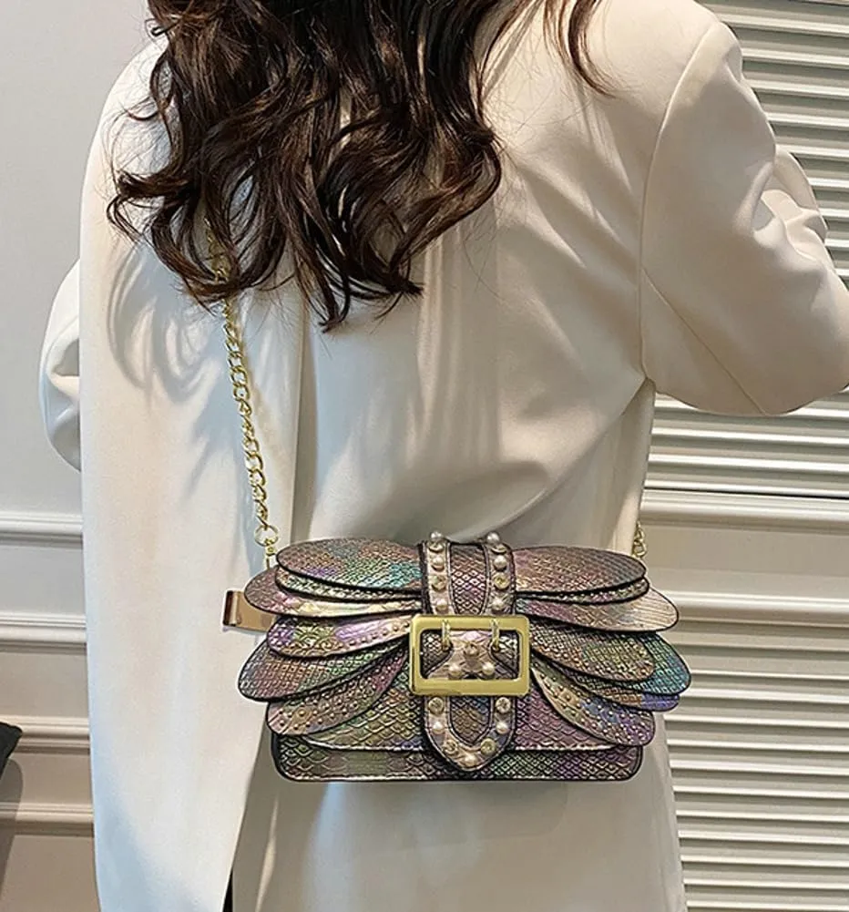 Rungion Womens Small Crossbody Bags Snake Print Handbags Vegan Leather Shoulder Purse Trendy Ladies Party Clutch Satchel