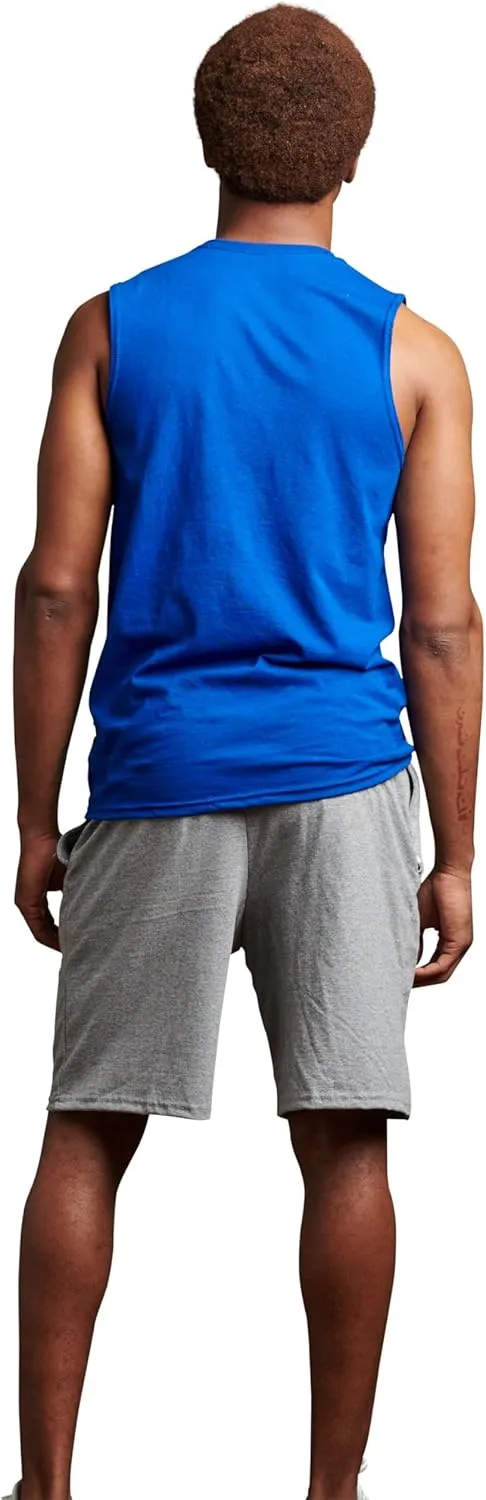 Russell Athletic Men's Relaxed Fit 9" Cotton Shorts with Pockets, Adjustable Elastic Waist, Sizes S-4X