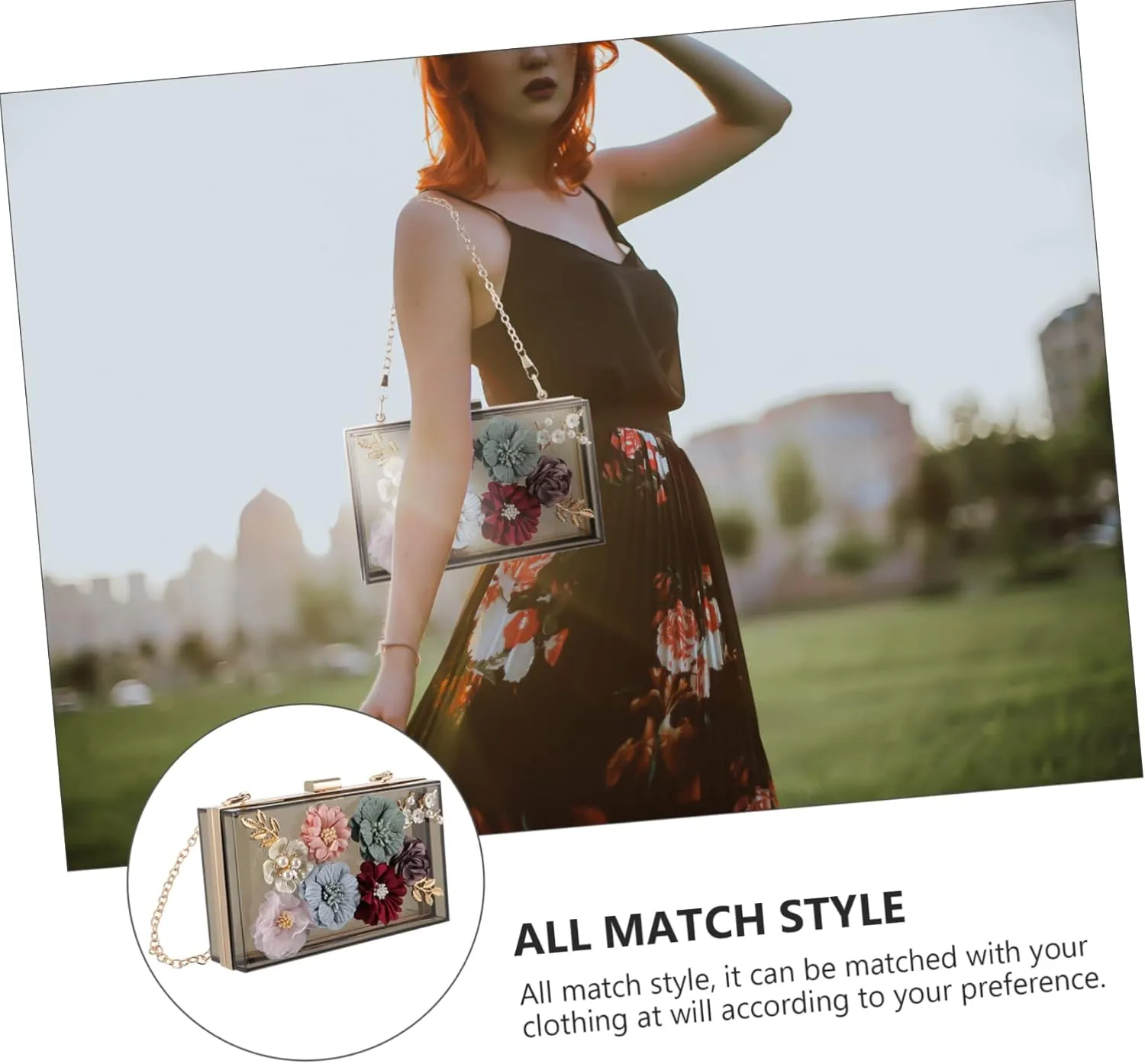 SAFIGLE 1pc Handbag Flower Clutch Bag Small Square Bag Flower Evening Bag Women Shoulder Bag Flower Wedding Bag