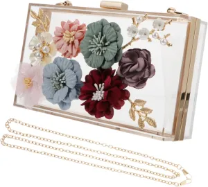SAFIGLE 1pc Handbag Flower Clutch Bag Small Square Bag Flower Evening Bag Women Shoulder Bag Flower Wedding Bag