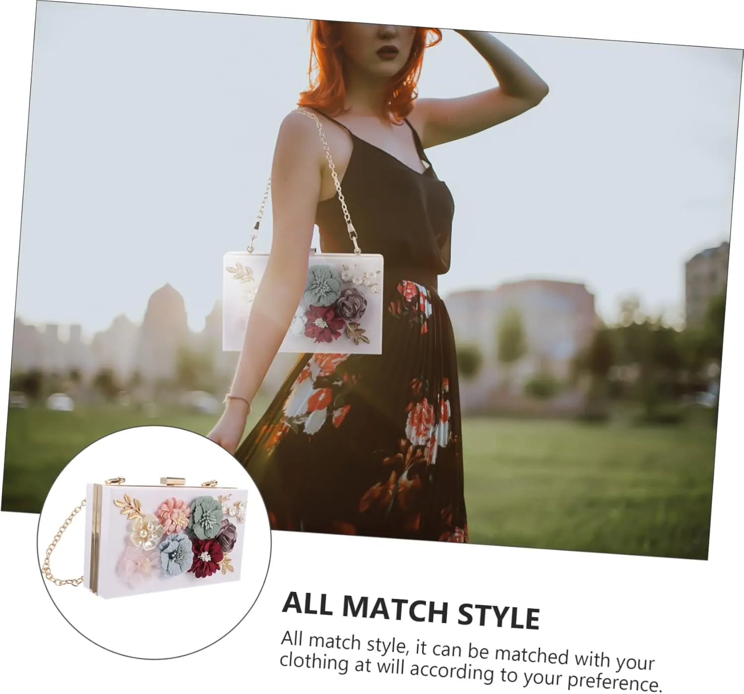 SAFIGLE 1pc Handbag Flower Clutch Bag Small Square Bag Flower Evening Bag Women Shoulder Bag Flower Wedding Bag