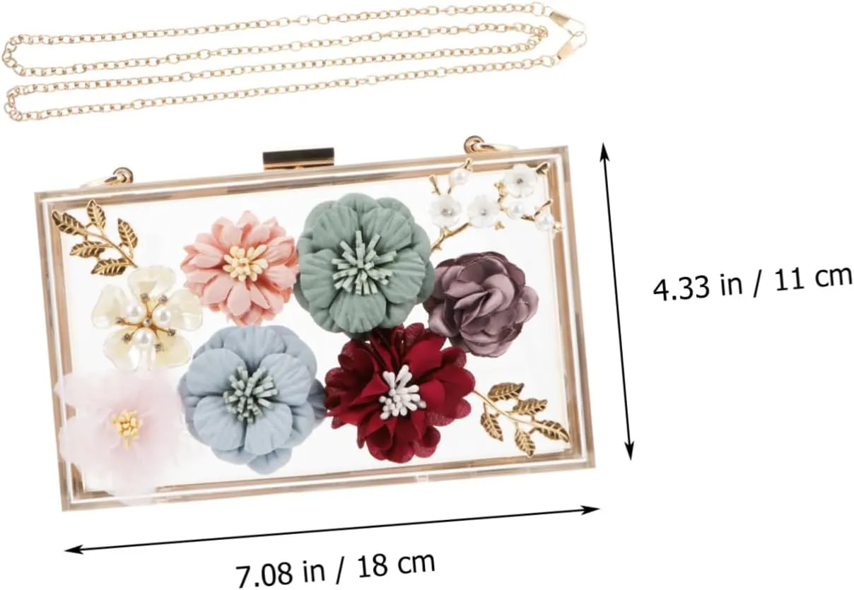 SAFIGLE 1pc Handbag Flower Clutch Bag Small Square Bag Flower Evening Bag Women Shoulder Bag Flower Wedding Bag