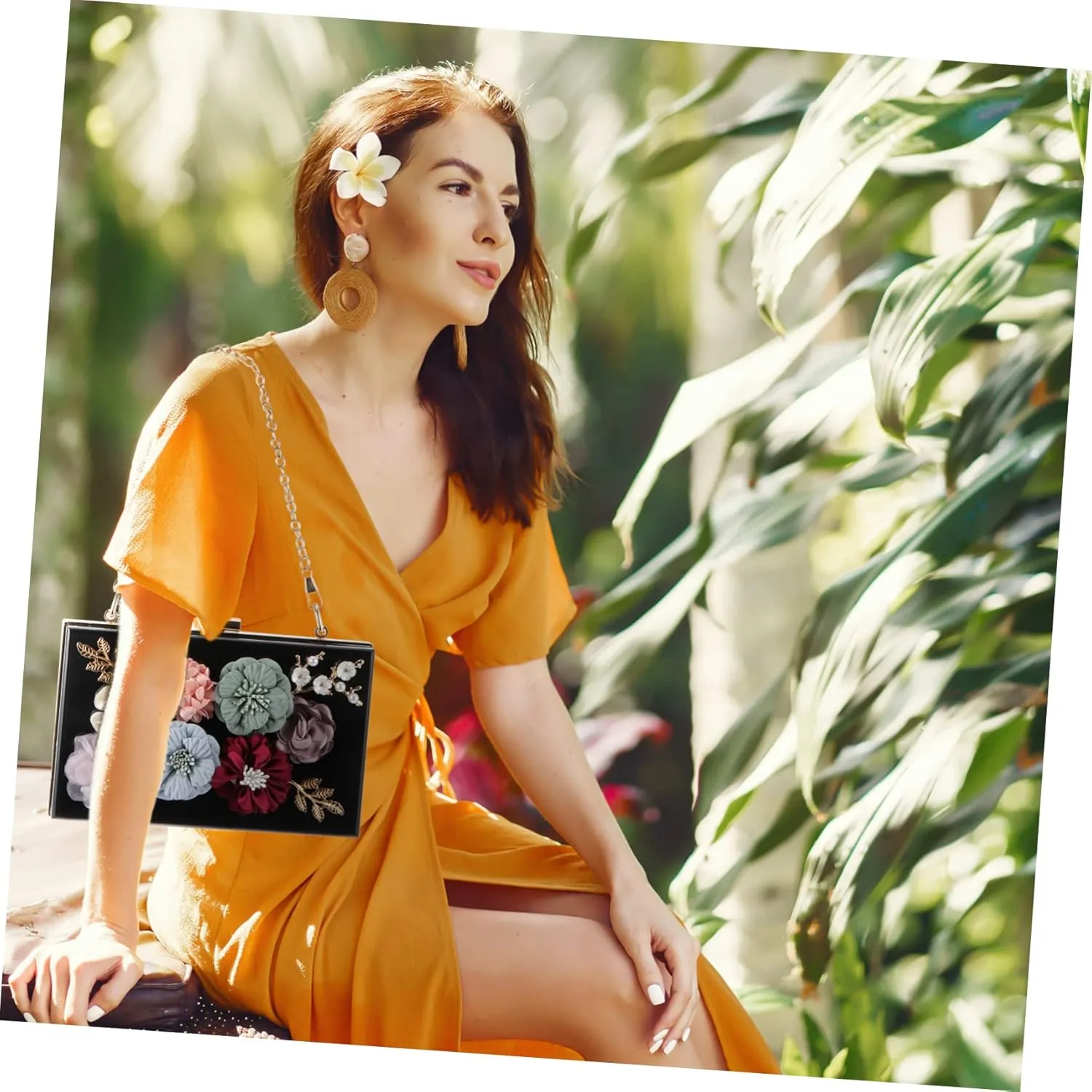SAFIGLE 1pc Handbag Flower Clutch Bag Small Square Bag Flower Evening Bag Women Shoulder Bag Flower Wedding Bag
