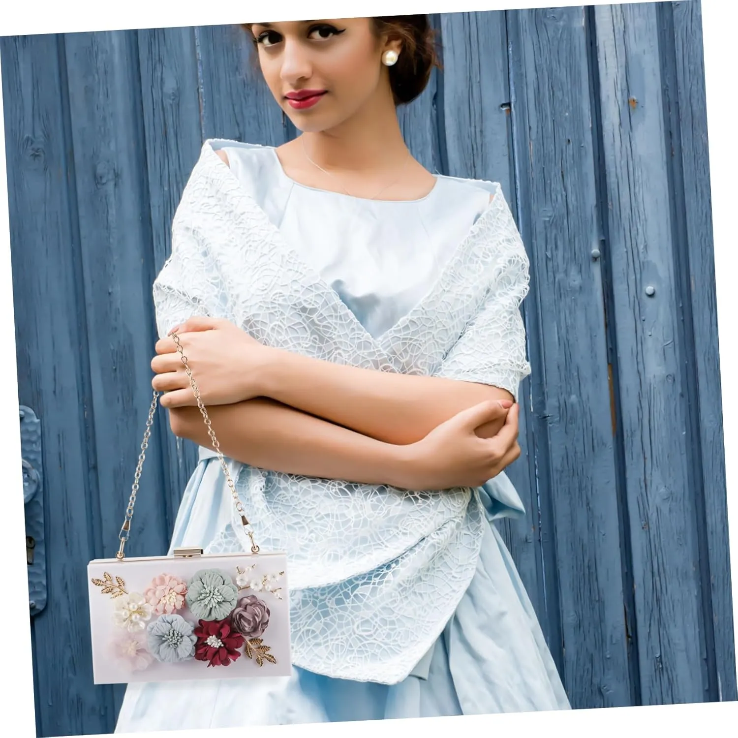 SAFIGLE 1pc Handbag Flower Clutch Bag Small Square Bag Flower Evening Bag Women Shoulder Bag Flower Wedding Bag