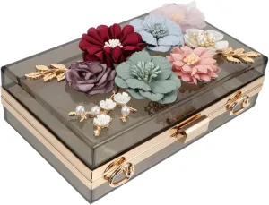 SAFIGLE 1pc Handbag Flower Clutch Bag Small Square Bag Flower Evening Bag Women Shoulder Bag Flower Wedding Bag
