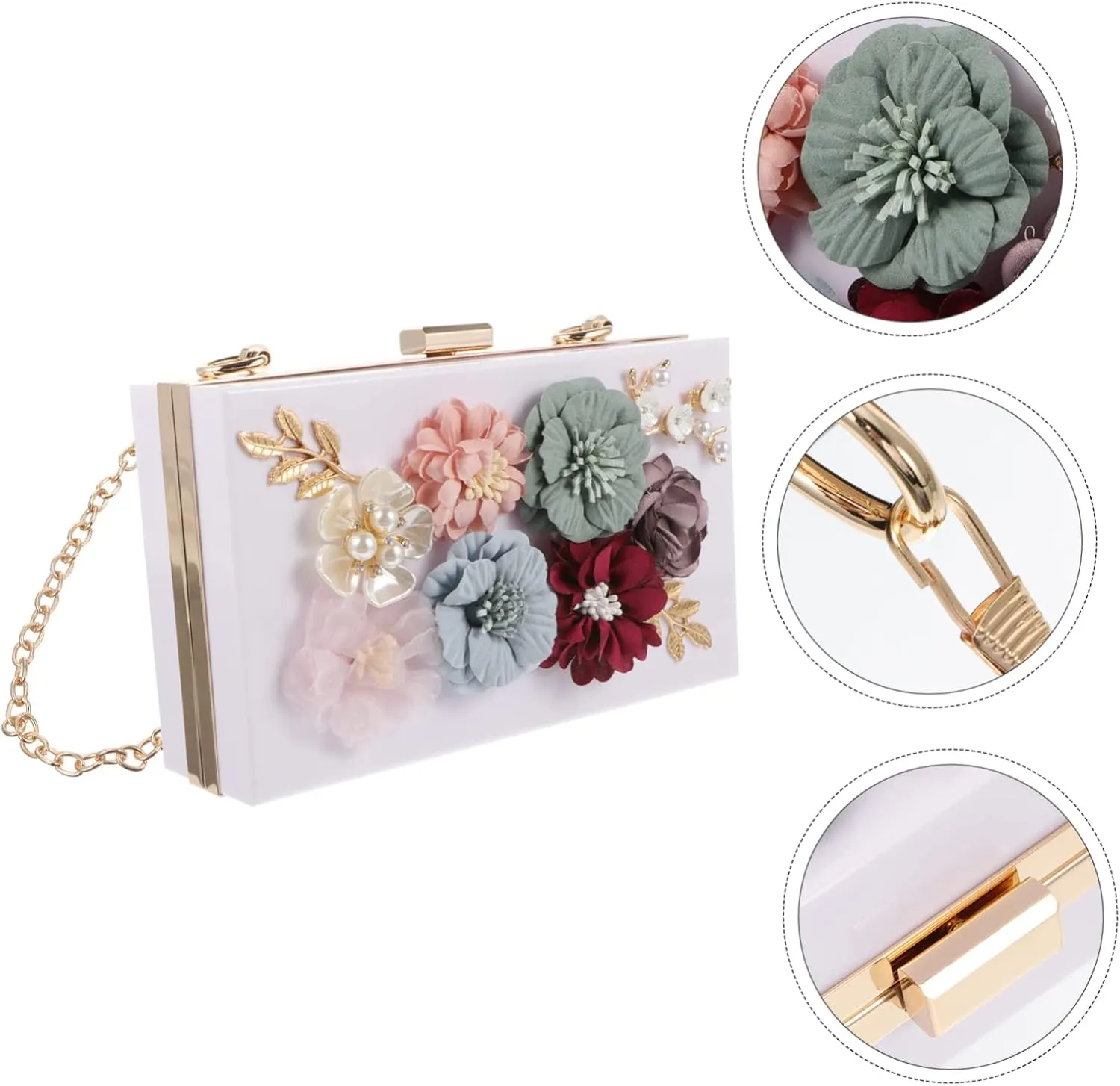 SAFIGLE 1pc Handbag Flower Clutch Bag Small Square Bag Flower Evening Bag Women Shoulder Bag Flower Wedding Bag