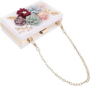 SAFIGLE 1pc Handbag Flower Clutch Bag Small Square Bag Flower Evening Bag Women Shoulder Bag Flower Wedding Bag