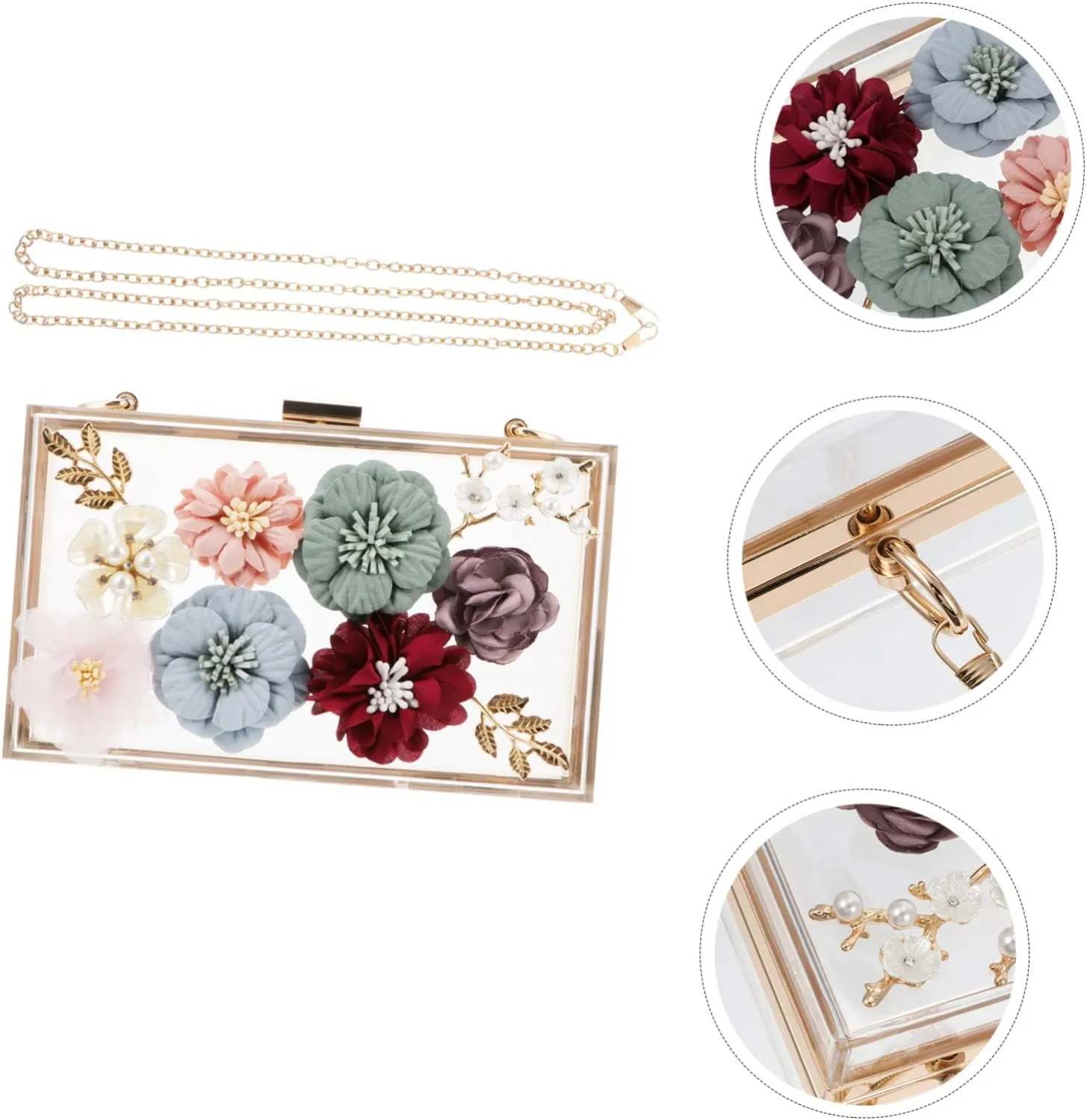 SAFIGLE 1pc Handbag Flower Clutch Bag Small Square Bag Flower Evening Bag Women Shoulder Bag Flower Wedding Bag
