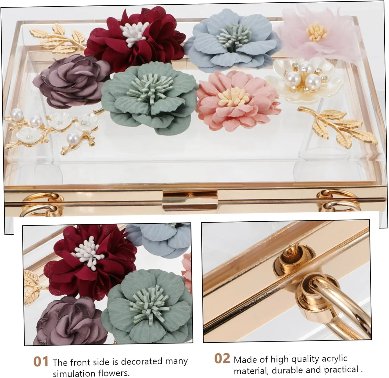 SAFIGLE 1pc Handbag Flower Clutch Bag Small Square Bag Flower Evening Bag Women Shoulder Bag Flower Wedding Bag