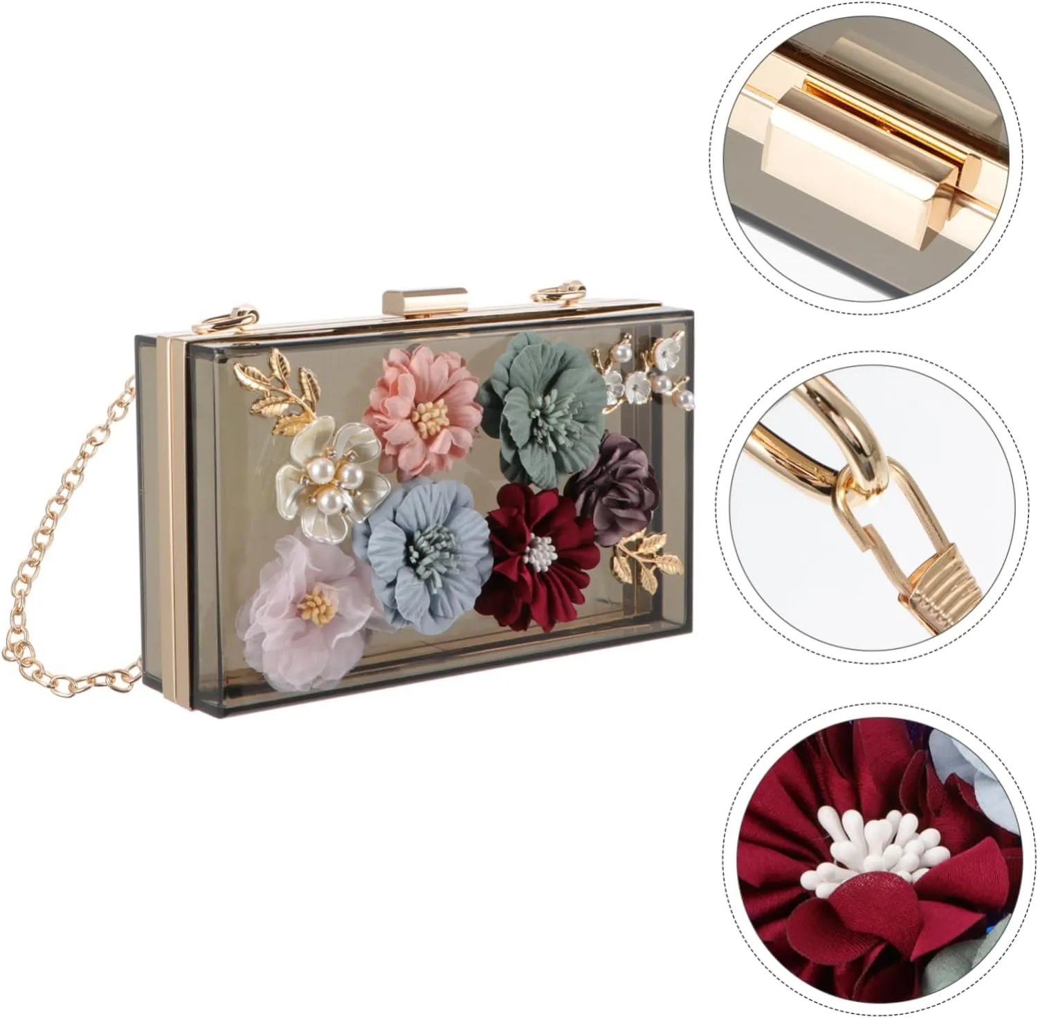 SAFIGLE 1pc Handbag Flower Clutch Bag Small Square Bag Flower Evening Bag Women Shoulder Bag Flower Wedding Bag