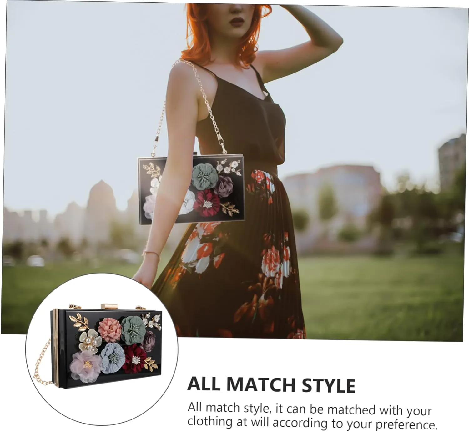 SAFIGLE 1pc Handbag Flower Clutch Bag Small Square Bag Flower Evening Bag Women Shoulder Bag Flower Wedding Bag