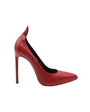 Saint Laurent Pointed Toe Pumps in Red Calf Leather