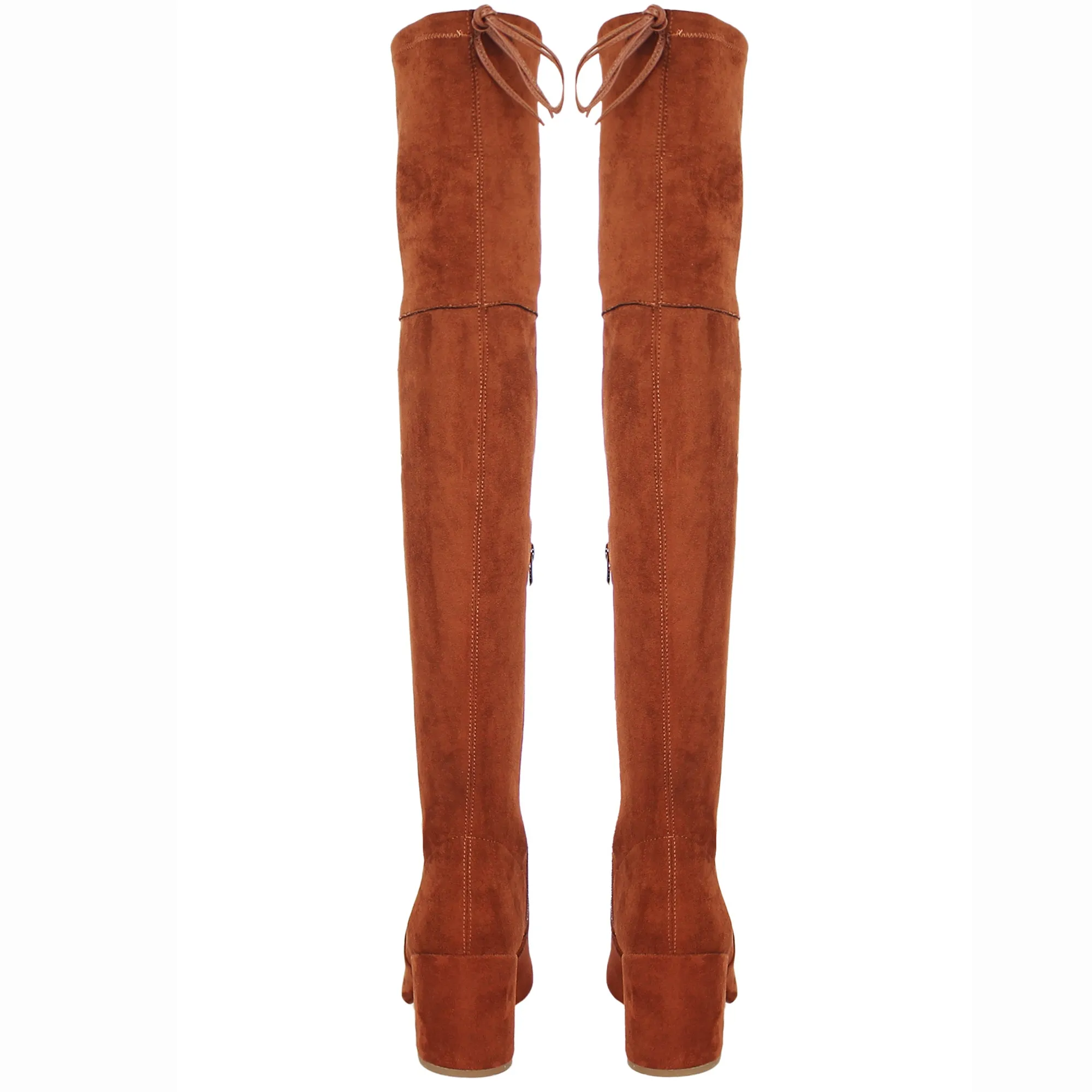 Saint Luisa Tan Stretch Suede Above The Knee Boots