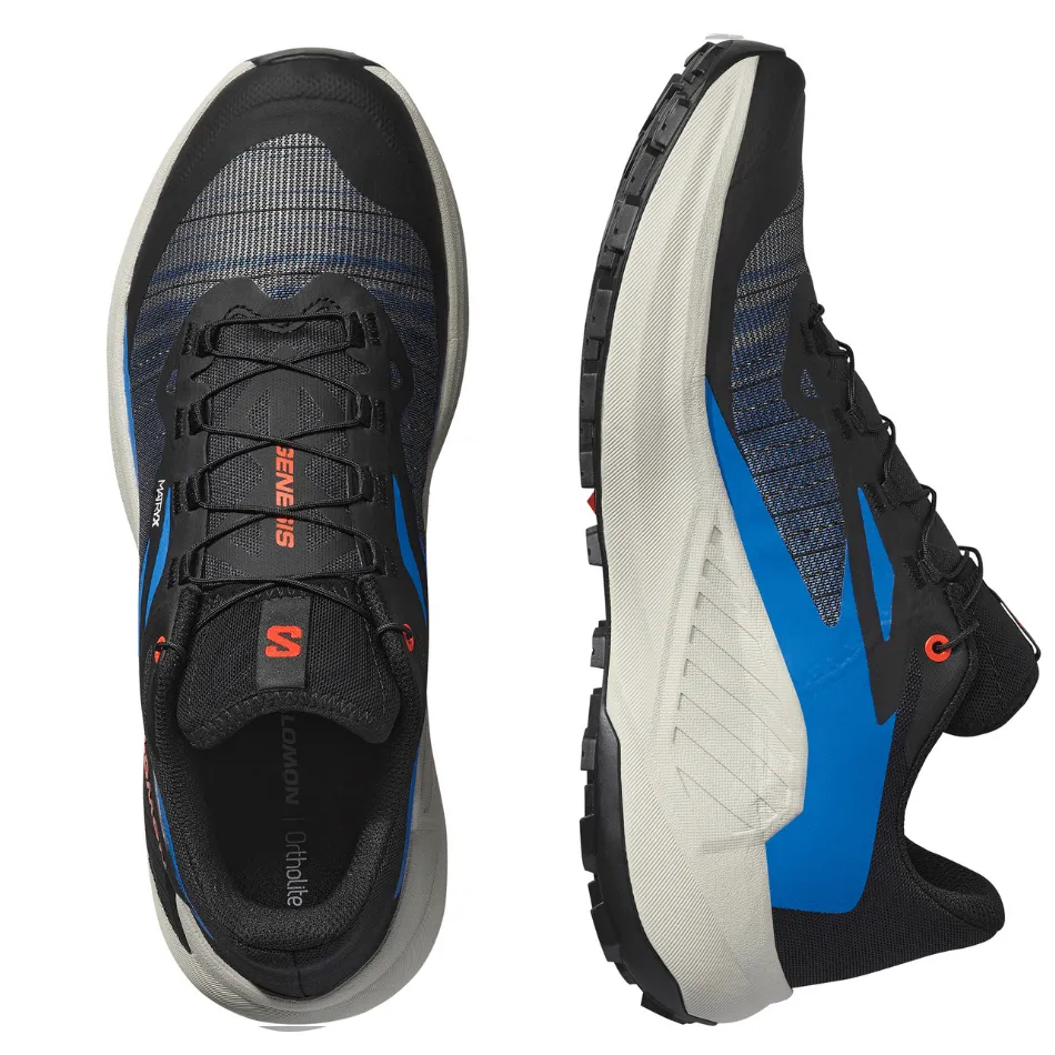 Salomon Men's Genesis Running Shoes in Black/French Blue/Cherry Tomato SS25