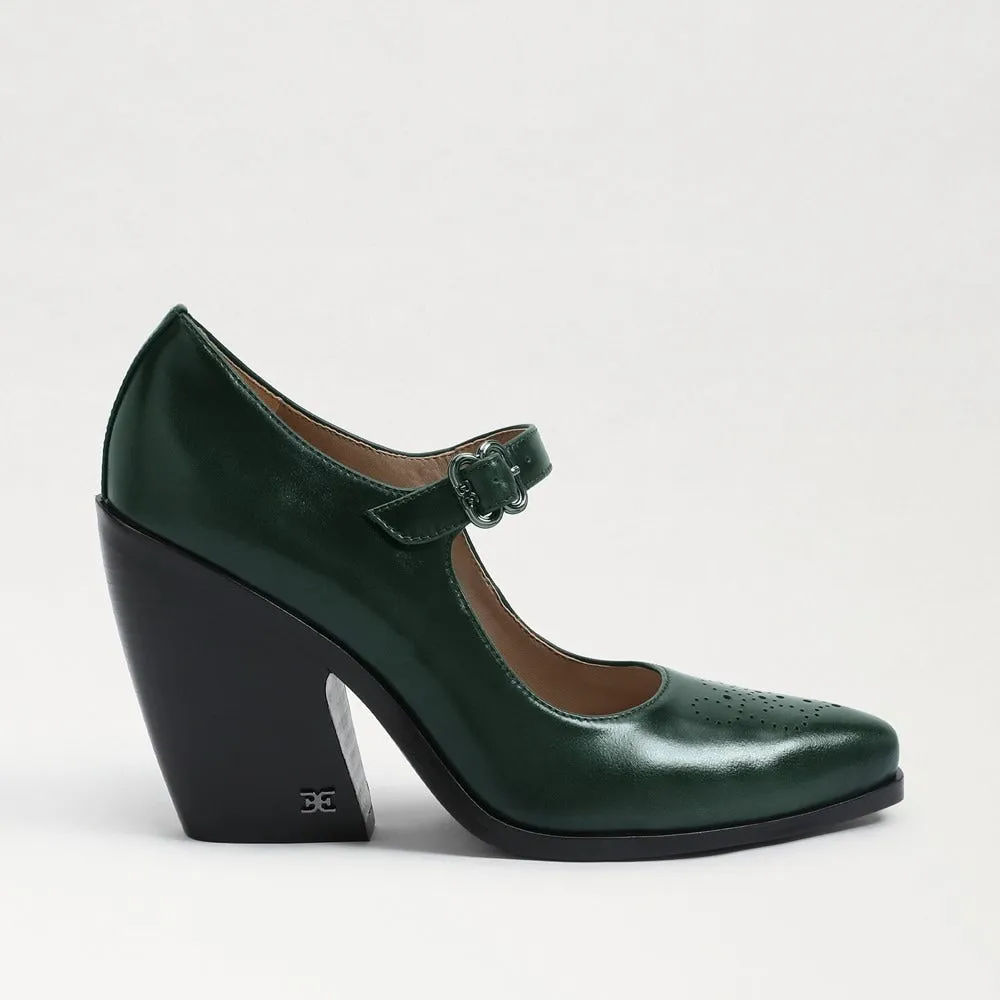 Sam Edelman Aleksa Green Cilantro Mary Jane Block Heeled Pointed Toe Pumps