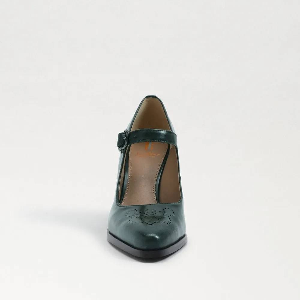 Sam Edelman Aleksa Green Cilantro Mary Jane Block Heeled Pointed Toe Pumps