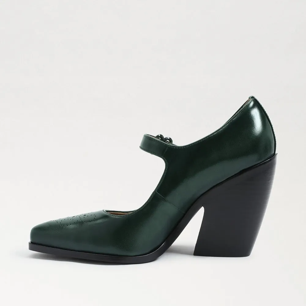 Sam Edelman Aleksa Green Cilantro Mary Jane Block Heeled Pointed Toe Pumps