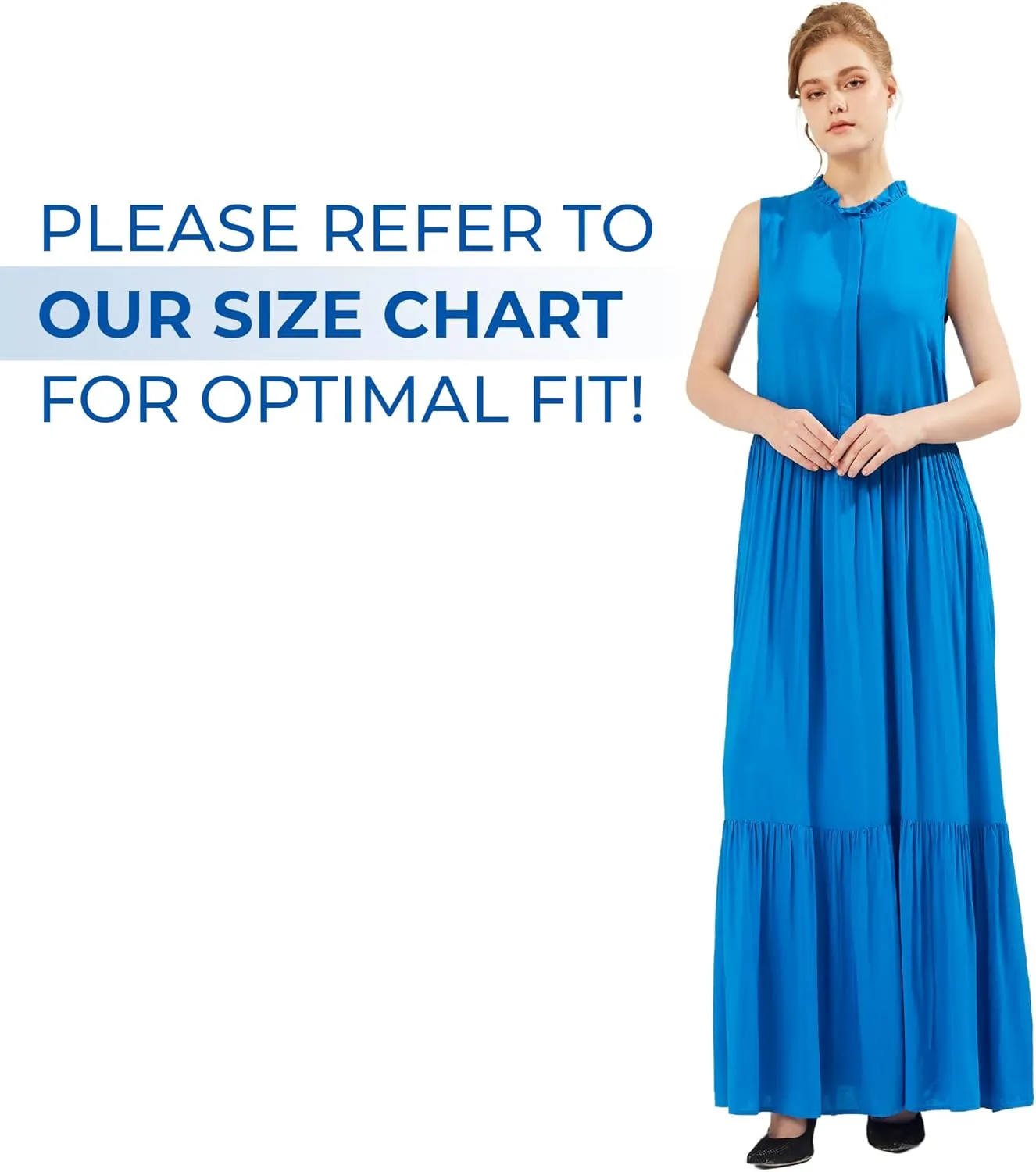 SANDY & SID Women Maxi Shirt Dresses Sleeveless Hidden Button Closure Ruffle Loose Fit Ankle Length Casual Summer Fall Outfit