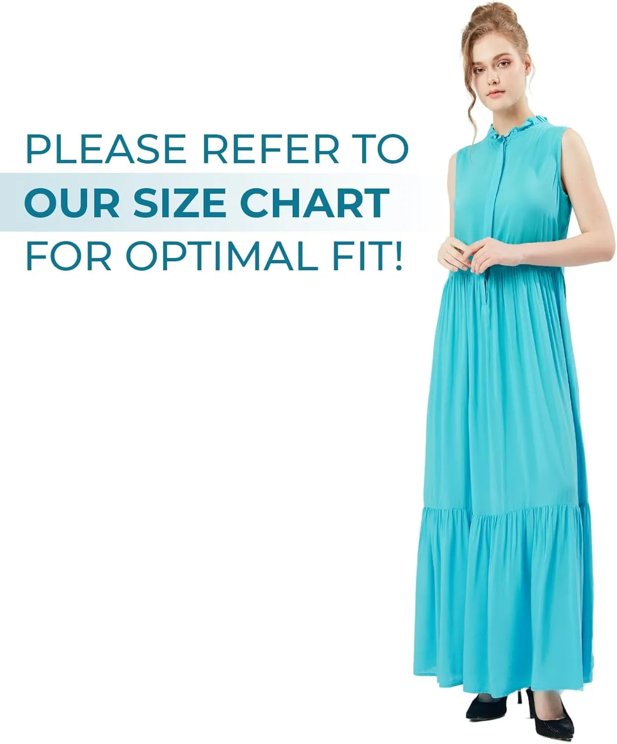 SANDY & SID Women Maxi Shirt Dresses Sleeveless Hidden Button Closure Ruffle Loose Fit Ankle Length Casual Summer Fall Outfit