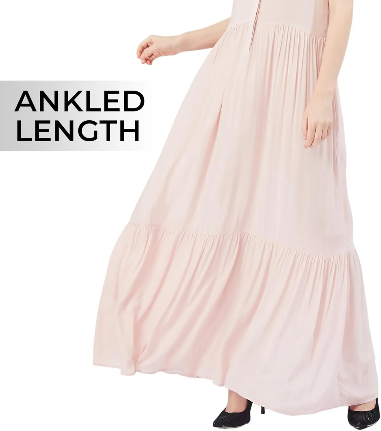 SANDY & SID Women Maxi Shirt Dresses Sleeveless Hidden Button Closure Ruffle Loose Fit Ankle Length Casual Summer Fall Outfit