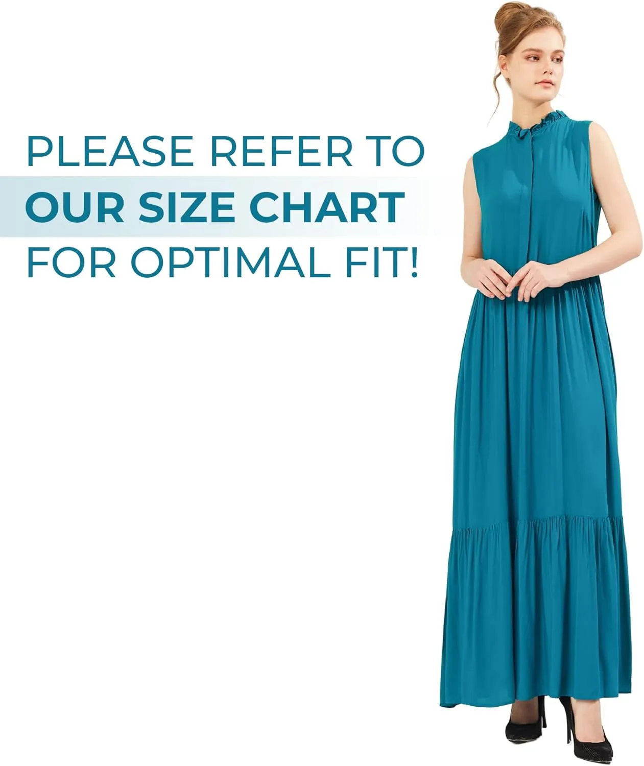 SANDY & SID Women Maxi Shirt Dresses Sleeveless Hidden Button Closure Ruffle Loose Fit Ankle Length Casual Summer Fall Outfit