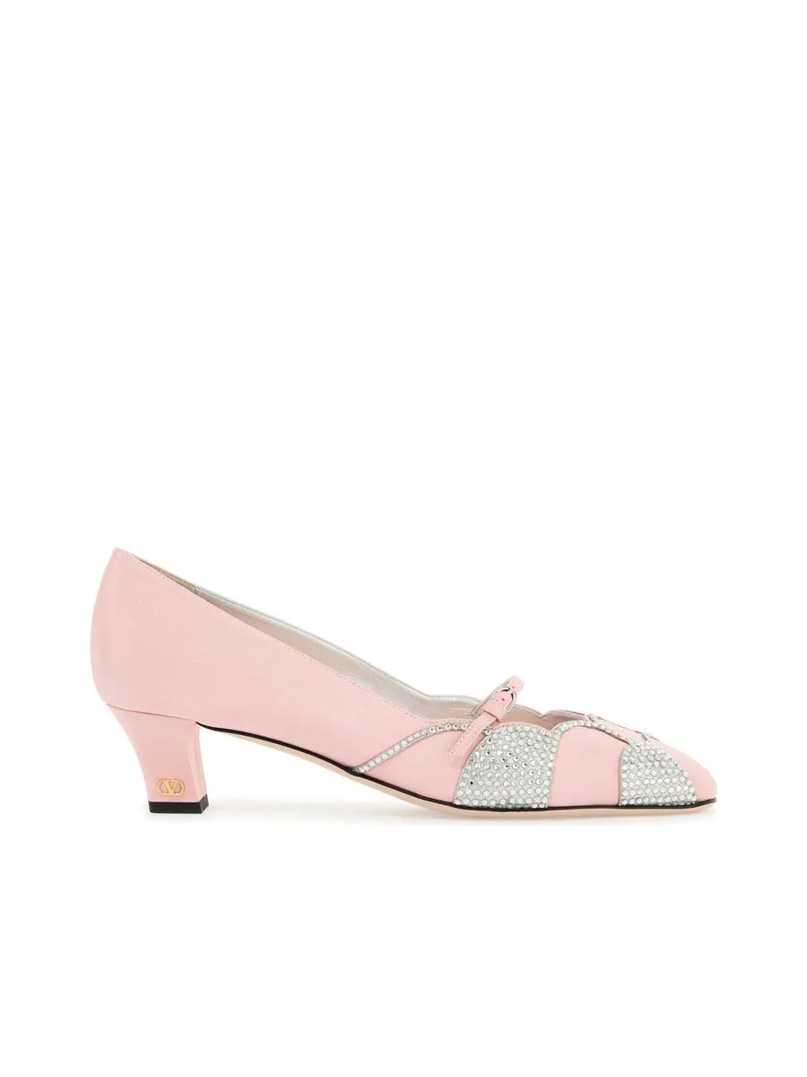 Satin Pumps With Rhinestones