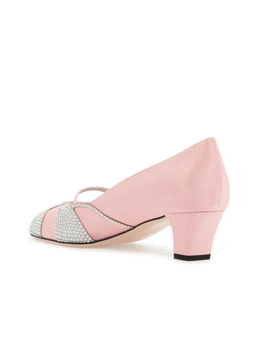 Satin Pumps With Rhinestones