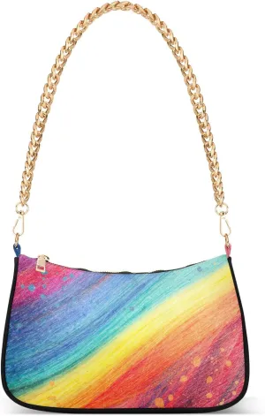 senya Handbags Chain Shoulder Tote Bag Colorful Rainbow Satchel Purse Top Handle Crossbody Bags for Women
