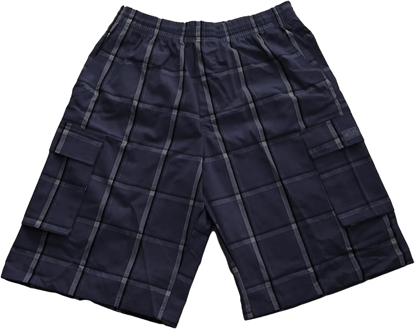 Shaka Wear Men's Cargo Shorts  Casual Plaid Relaxed Loose Fit Elastic Waist Multi Pocket Pants Regular Big S~5XL