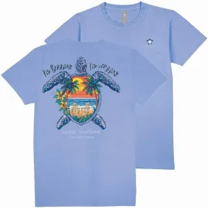 Simply Southern No Hurries, No Worries Track Turtle Relaxed Fit Short Sleeve Women's T-Shirt, Wave Blue