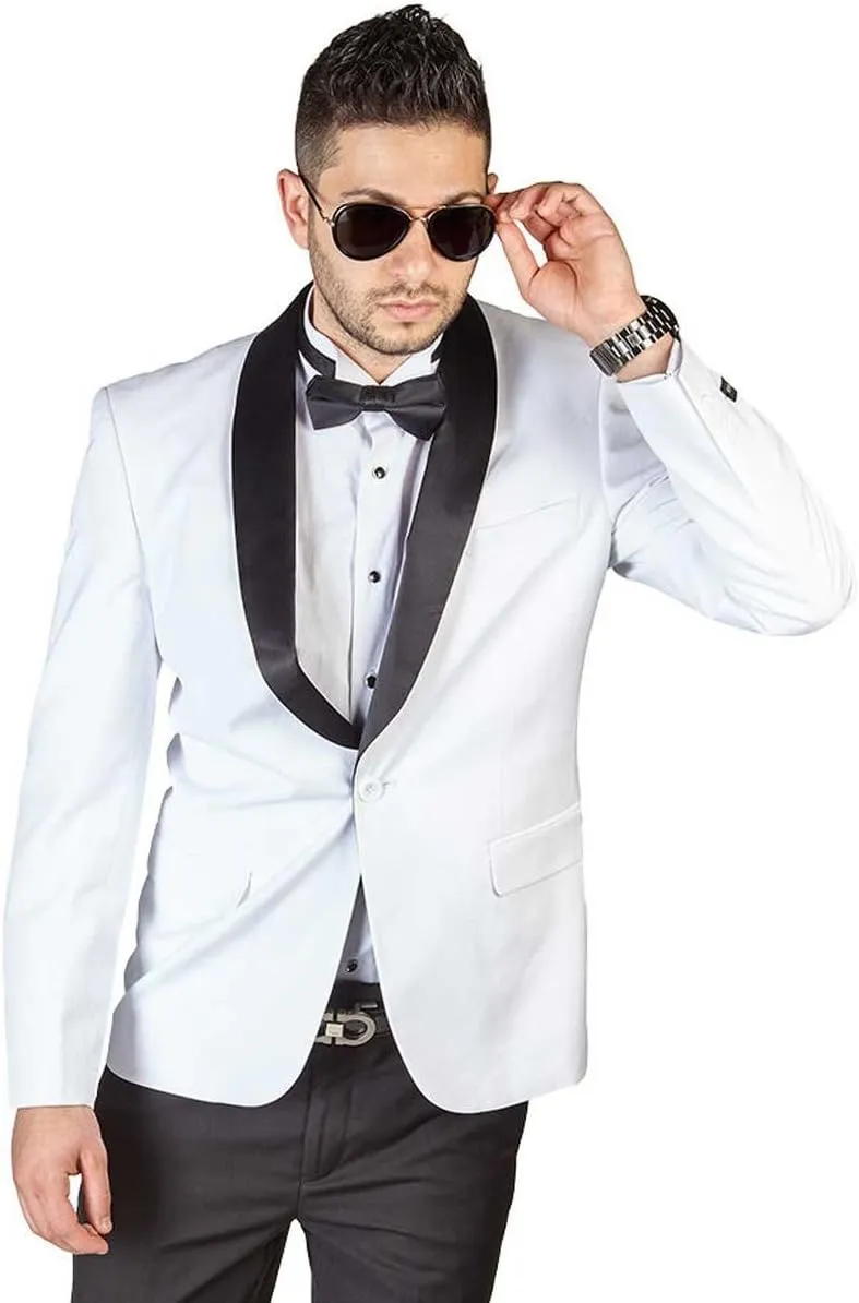 Slim Fit 1 Button Shawl Lapel Collar Tuxedo Jacket Modern Dinner Blazer AZAR
