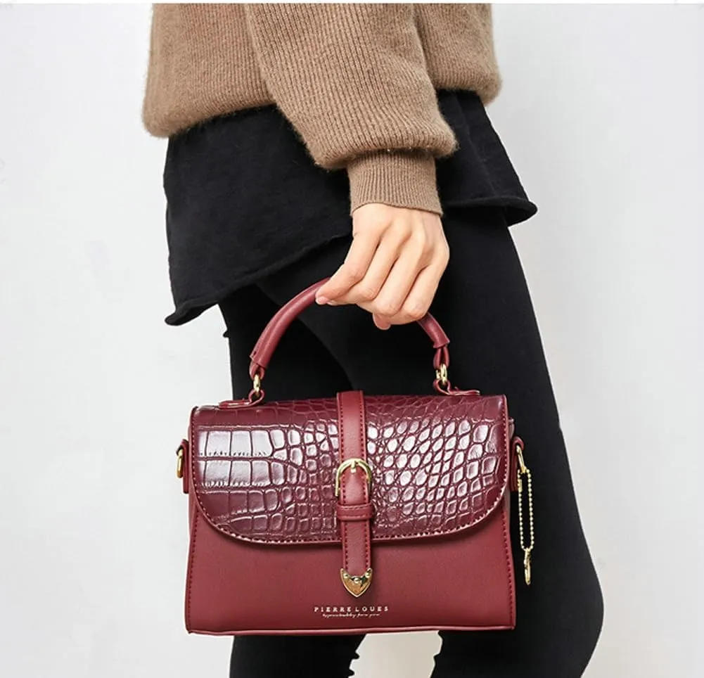 Slouchy Satchel Crossbody Handbags Women Trendy Crocodile Leather Flap Top Handle Purses Crescent Hobo Bags Shoulder Bag