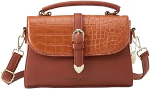 Slouchy Satchel Crossbody Handbags Women Trendy Crocodile Leather Flap Top Handle Purses Crescent Hobo Bags Shoulder Bag