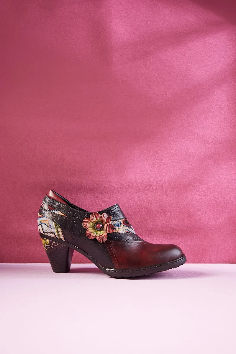 Soffia | Daisy Day Floral Embossed Leather Pump