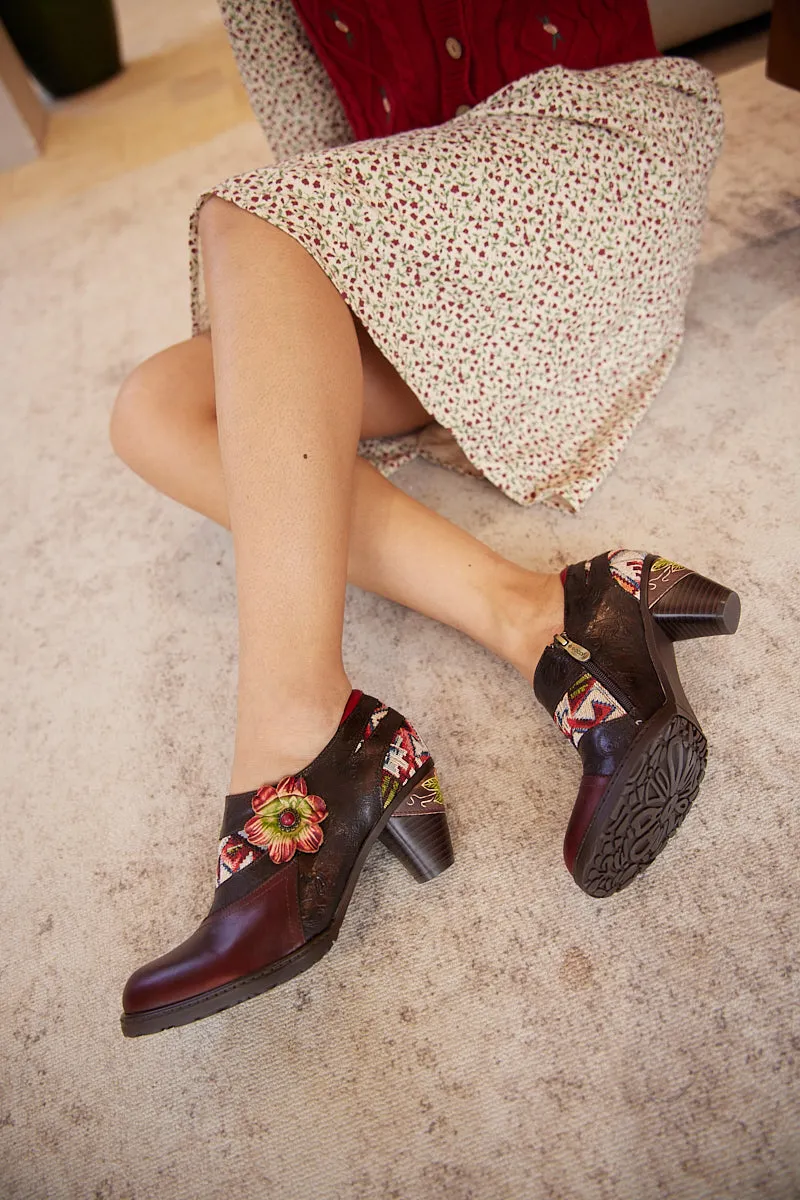 Soffia | Daisy Day Floral Embossed Leather Pump