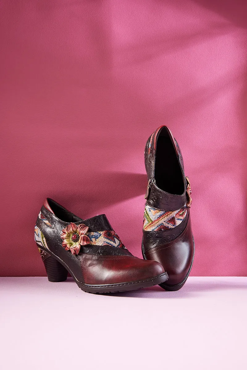 Soffia | Daisy Day Floral Embossed Leather Pump