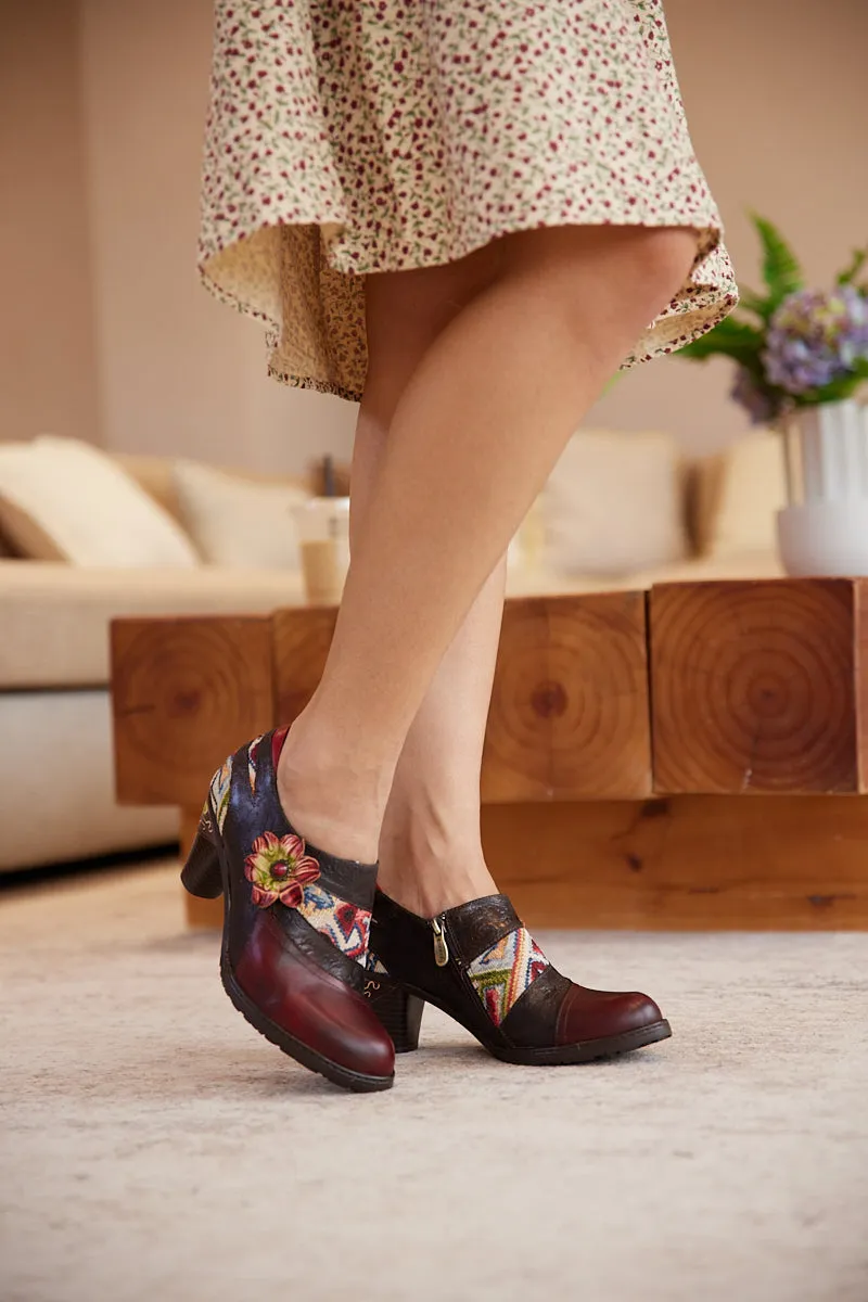 Soffia | Daisy Day Floral Embossed Leather Pump