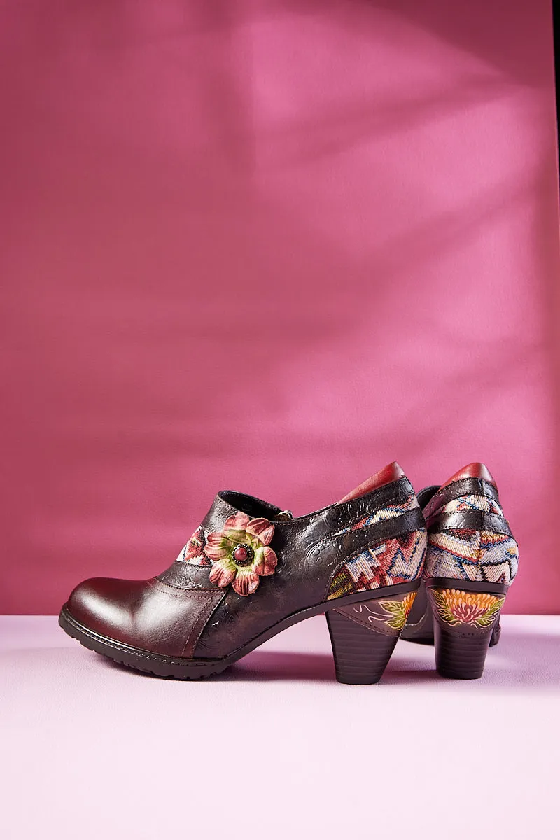 Soffia | Daisy Day Floral Embossed Leather Pump