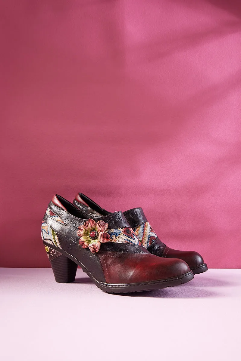 Soffia | Daisy Day Floral Embossed Leather Pump